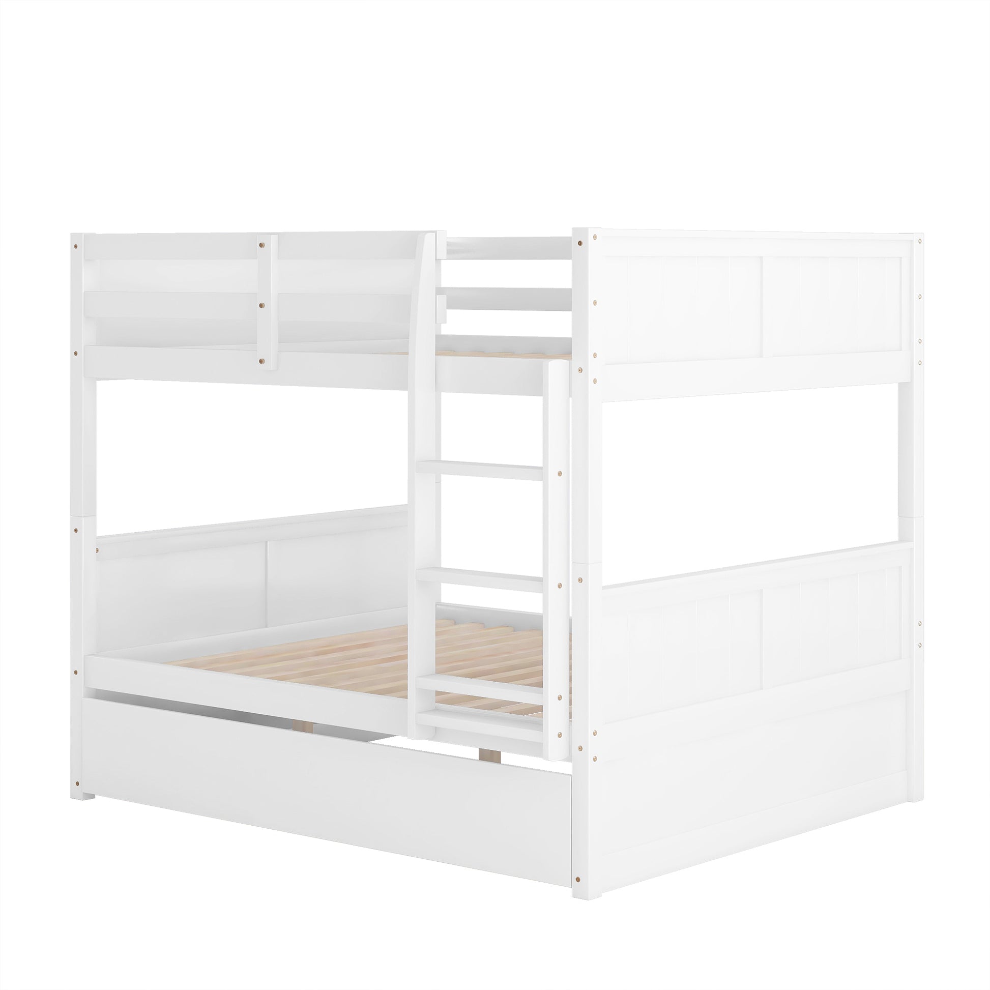 Full Over Full Bunk Bed With Twin Size Trundle, White Old Sku: Lp000250Aak Full White Solid Wood