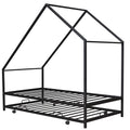 Metal House Bed With Trundle, Twin Size House Bed Black Black Metal