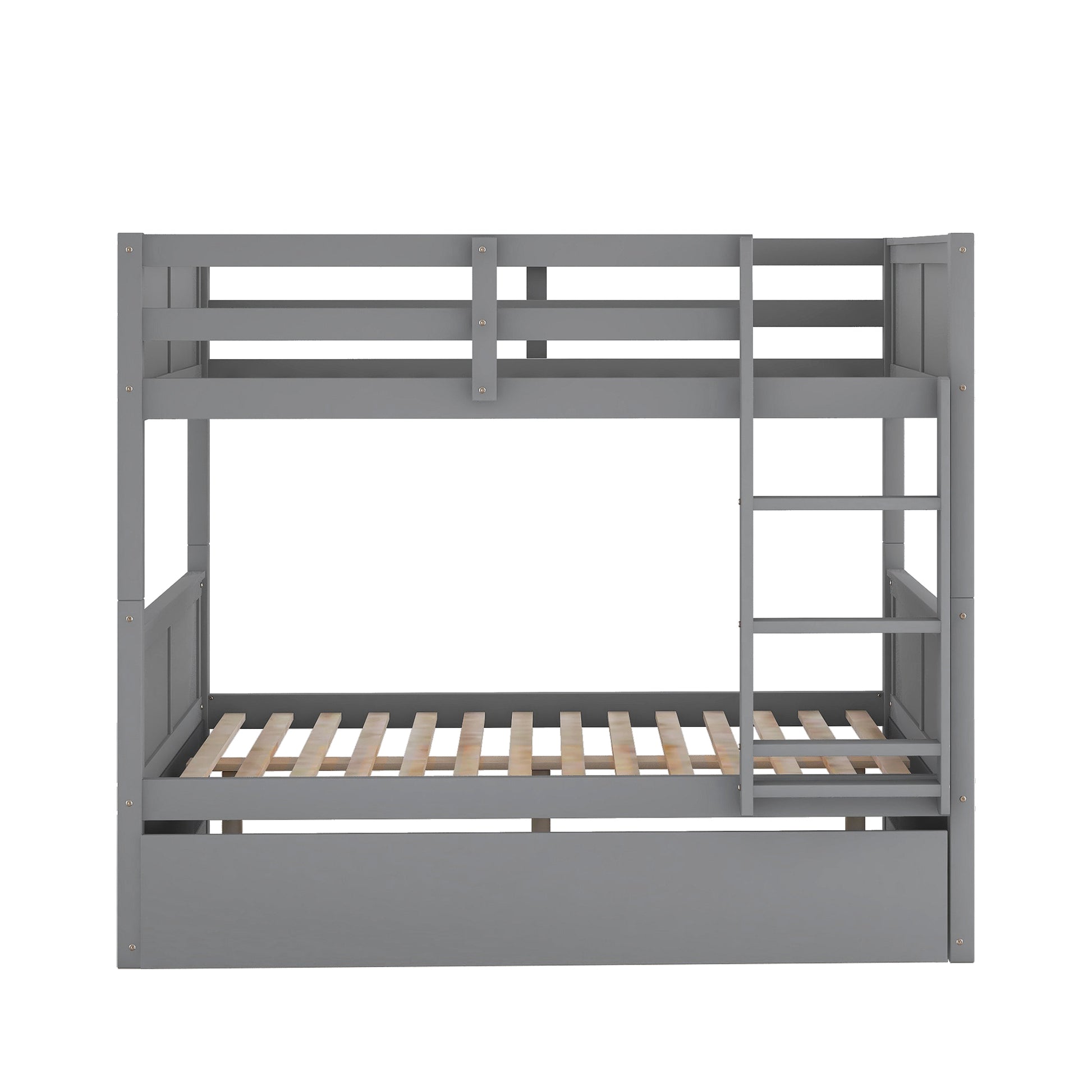 Full Over Full Bunk Bed With Twin Size Trundle, Gray Old Sku: Lp000250Aae Full Gray Solid Wood