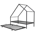 Metal House Bed With Trundle, Twin Size House Bed Black Black Metal