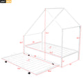 Metal House Bed With Trundle, Twin Size House Bed White White Metal