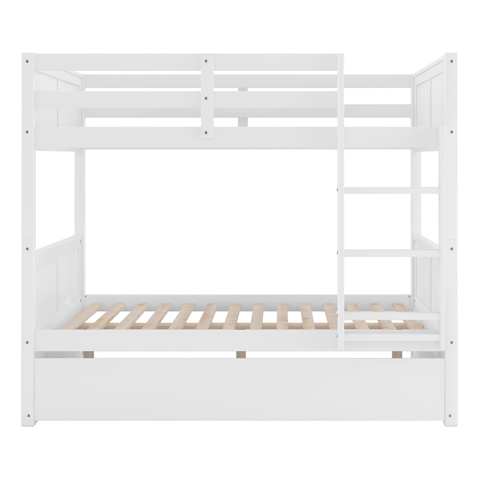 Full Over Full Bunk Bed With Twin Size Trundle, White Old Sku: Lp000250Aak Full White Solid Wood