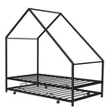 Metal House Bed With Trundle, Twin Size House Bed Black Black Metal
