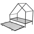 Metal House Bed With Trundle, Twin Size House Bed Black Black Metal