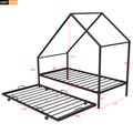 Metal House Bed With Trundle, Twin Size House Bed Black Black Metal