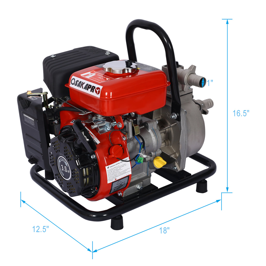 Gas Powered Water Transfer Pump,Portable Petrol High Flow For Garden Farm Irrigation,Powerful 3Hp 79.8Cc 4 Stroke Engine ,Epa Compliant Red Plastic