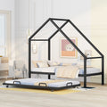 Metal House Bed With Trundle, Twin Size House Bed Black Black Metal