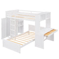 Twin Size Loft Bed With A Stand Alone Bed, Shelves,Desk,And Wardrobe White White Solid Wood