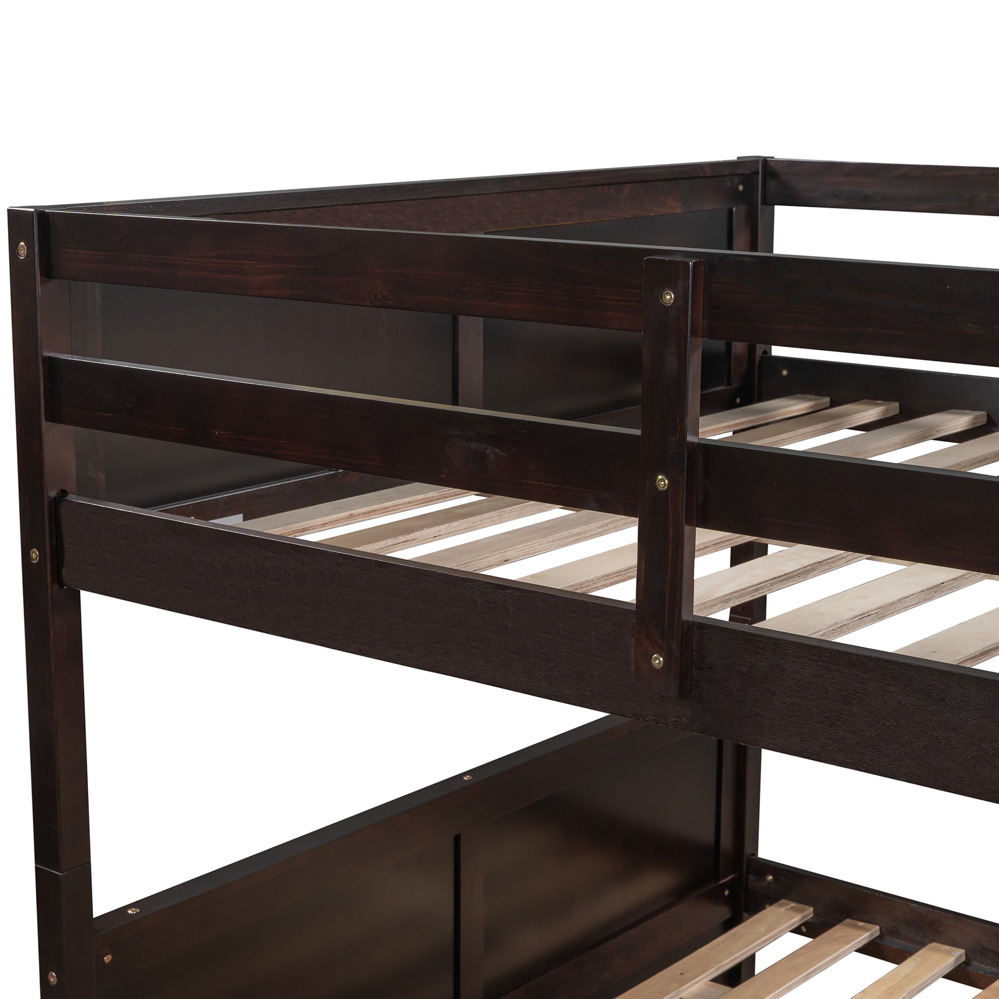 Full Over Full Bunk Bed With Twin Size Trundle, Espresso Old Sku: Lp000250Aap Full Espresso Solid Wood