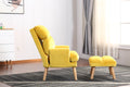 Soft Comfortable 1Pc Accent Click Clack Chair With Ottoman Yellow Fabric Upholstered Oak Finish Legs Living Room Furniture Yellow Primary Living Space Modern Fabric