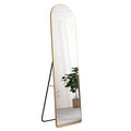 The Third Generation Floor Mounted Full Length Rearview Mirror. Aluminum Alloy Metal Frame Arched Wall Mirror, Bathroom Makeup Mirror, Clothing Store, Wall Mounted. Gold 60 