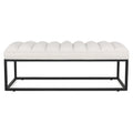 Metal Base Upholstered Bench For Bedroom For Entryway White Velvet