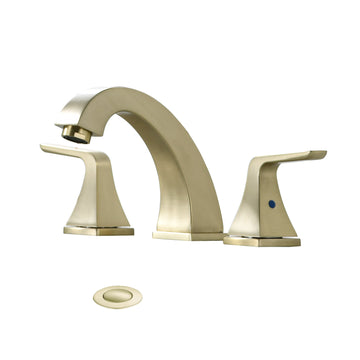 Widespread 2 Handles Bathroom Faucet With Pop Up Sink Drain Brushed Golden Brushed Gold Stainless Steel