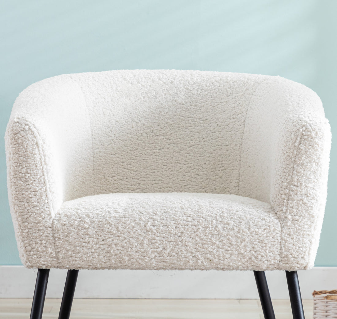 Modern Style 1Pc Accent Chair White Sheep Wool Like Fabric Covered Metal Legs Stylish Living Room Furniture White Primary Living Space Luxury Fabric