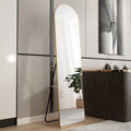 The Third Generation Floor Mounted Full Length Rearview Mirror. Aluminum Alloy Metal Frame Arched Wall Mirror, Bathroom Makeup Mirror, Clothing Store, Wall Mounted. Gold 60 