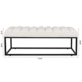 Metal Base Upholstered Bench For Bedroom For Entryway White Velvet
