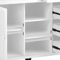 Kitchen Cart With Rubber Wood Desktop Rolling Mobile Kitchen Island With Storage And 5 Draws 53 Inch Length White White Mdf