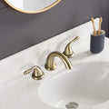 8 Inch 3 Holes 2 Handles Bathroom Sink Faucet, Brushed Golden Brushed Gold Brass