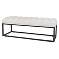 Metal Base Upholstered Bench For Bedroom For Entryway White Velvet