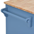 Kitchen Cart With Rubber Wood Desktop Rolling Mobile Kitchen Island With Storage And 5 Draws 53 Inch Length Blue Blue Mdf