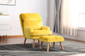 Soft Comfortable 1Pc Accent Click Clack Chair With Ottoman Yellow Fabric Upholstered Oak Finish Legs Living Room Furniture Yellow Primary Living Space Modern Fabric