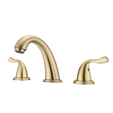 8 Inch 3 Holes 2 Handles Bathroom Sink Faucet, Brushed Golden Brushed Gold Brass