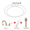 8 Inch 3 Holes 2 Handles Bathroom Sink Faucet, Brushed Golden Brushed Gold Brass