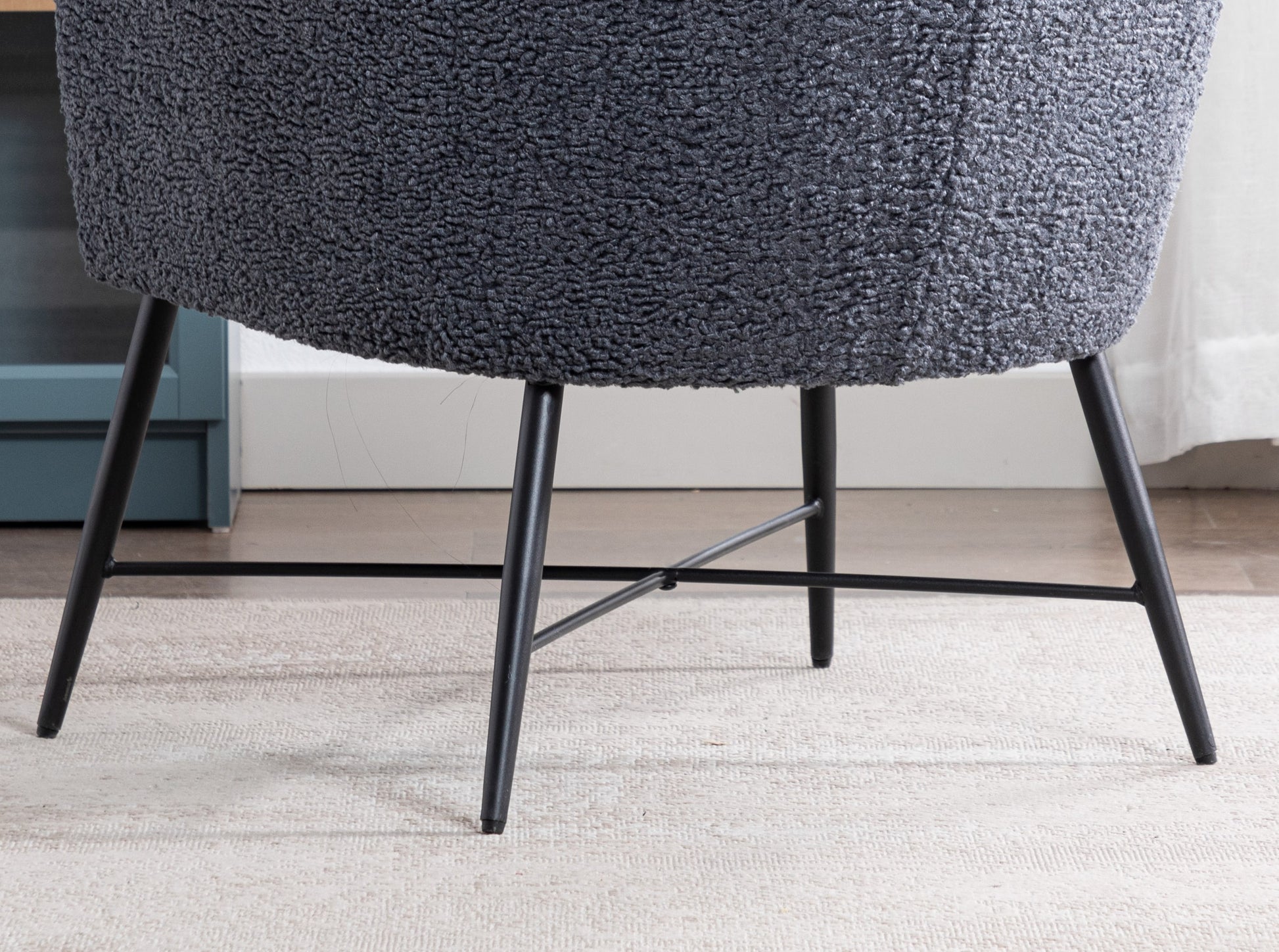 Modern Style 1Pc Accent Chair Grey Sheep Wool Like Fabric Covered Metal Legs Stylish Living Room Furniture Grey Primary Living Space Luxury Fabric