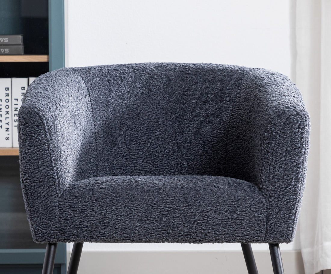 Modern Style 1Pc Accent Chair Grey Sheep Wool Like Fabric Covered Metal Legs Stylish Living Room Furniture Grey Primary Living Space Luxury Fabric