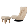 Single Sofa Reclining Chair Japanese Chair Lazy Sofa Tatami Balcony Reclining Chair Leisure Sofa Adjustable Chair White Metal & Wood Cotton