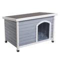 Medium Wooden Outdoor Dog House, Waterproof Roof, Elevated Floor, Adjustable Plastic Feet, Grey Grey Solid Wood