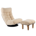 Single Sofa Reclining Chair Japanese Chair Lazy Sofa Tatami Balcony Reclining Chair Leisure Sofa Adjustable Chair White Metal & Wood Cotton