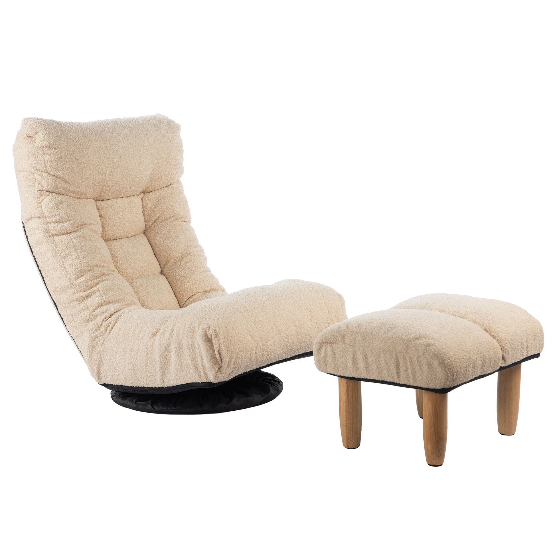 Single Sofa Reclining Chair Japanese Chair Lazy Sofa Tatami Balcony Reclining Chair Leisure Sofa Adjustable Chair White Metal & Wood Cotton