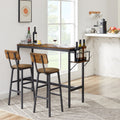 Bar Table Set With Wine Bottle Storage Rack. Rustic Brown, 47.24'' L X 15.75'' W X 35.43'' H. Rustic Brown Particle Board