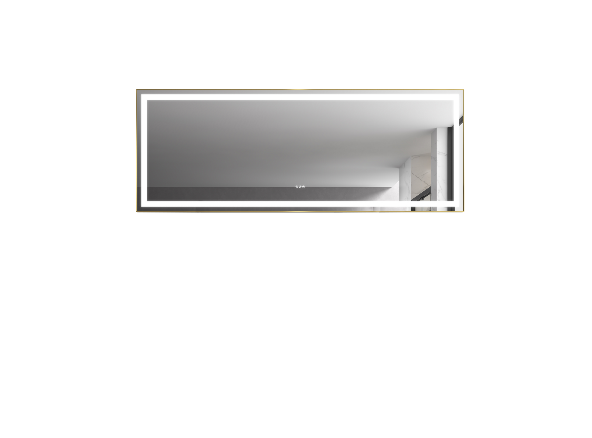 96In. W X36 In. H Frameless Led Single Bathroom Vanity Mirror In Polished Crystal Bathroom Vanity Led Mirror With 3 Color Lights Mirror For Bathroom Wall Gold Aluminium