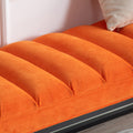 Metal Base Upholstered Bench For Bedroom For Entryway Orange Fabric