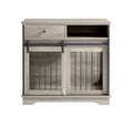 Sliding Door Dog Crate With Drawers. Grey,35.43'' W X 23.62'' D X 33.46'' H Grey Particle Board