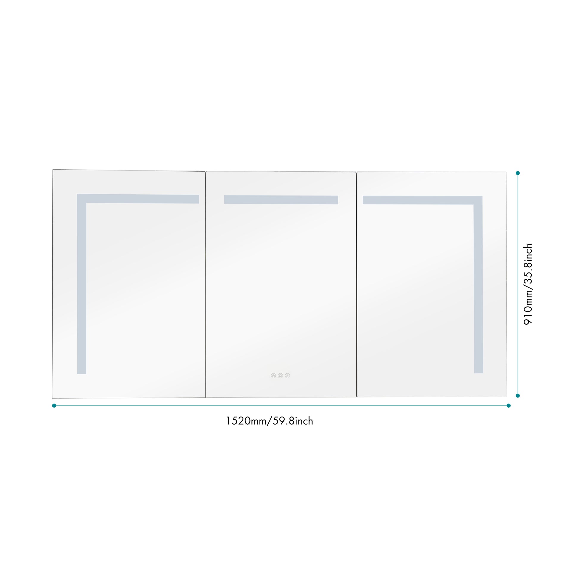 60in. W x 36 in. H LED Large Rectangular Aluminum metallic grey-aluminium