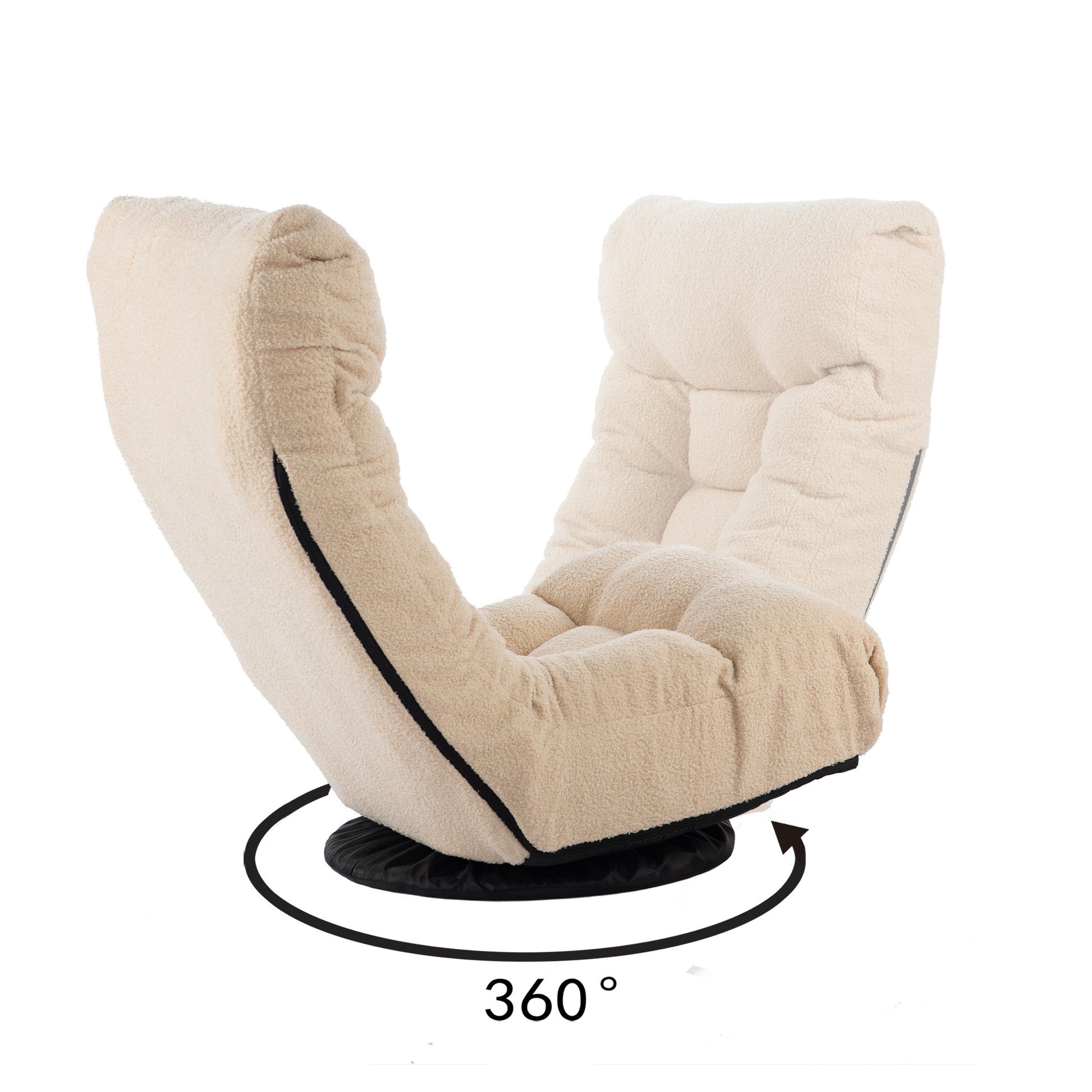 Single Sofa Reclining Chair Japanese Chair Lazy Sofa Tatami Balcony Reclining Chair Leisure Sofa Adjustable Chair White Metal & Wood Cotton