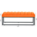 Metal Base Upholstered Bench For Bedroom For Entryway Orange Fabric