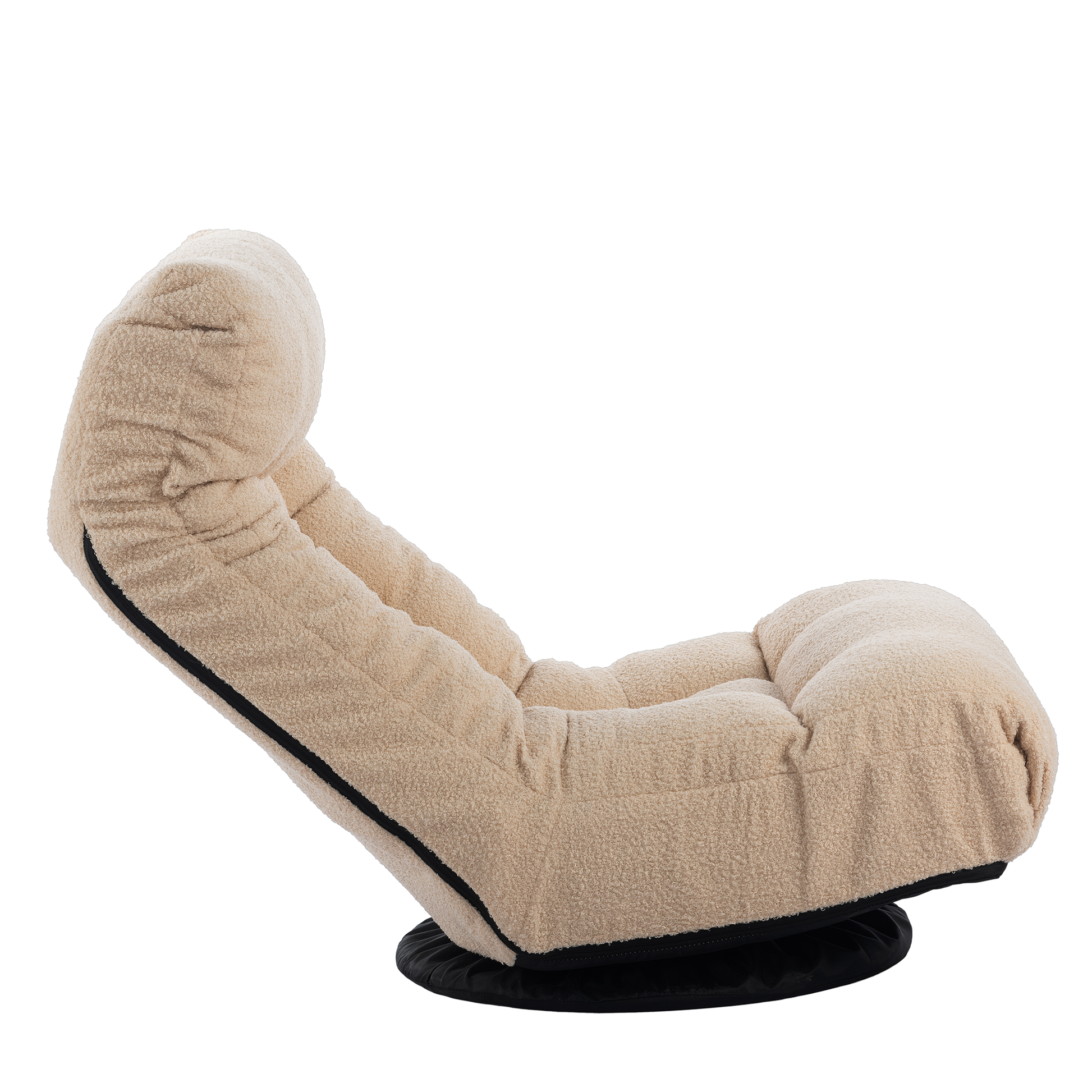 Single Sofa Reclining Chair Japanese Chair Lazy Sofa Tatami Balcony Reclining Chair Leisure Sofa Adjustable Chair White Metal & Wood Cotton