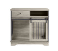 Sliding Door Dog Crate With Drawers. Grey,35.43'' W X 23.62'' D X 33.46'' H Grey Particle Board