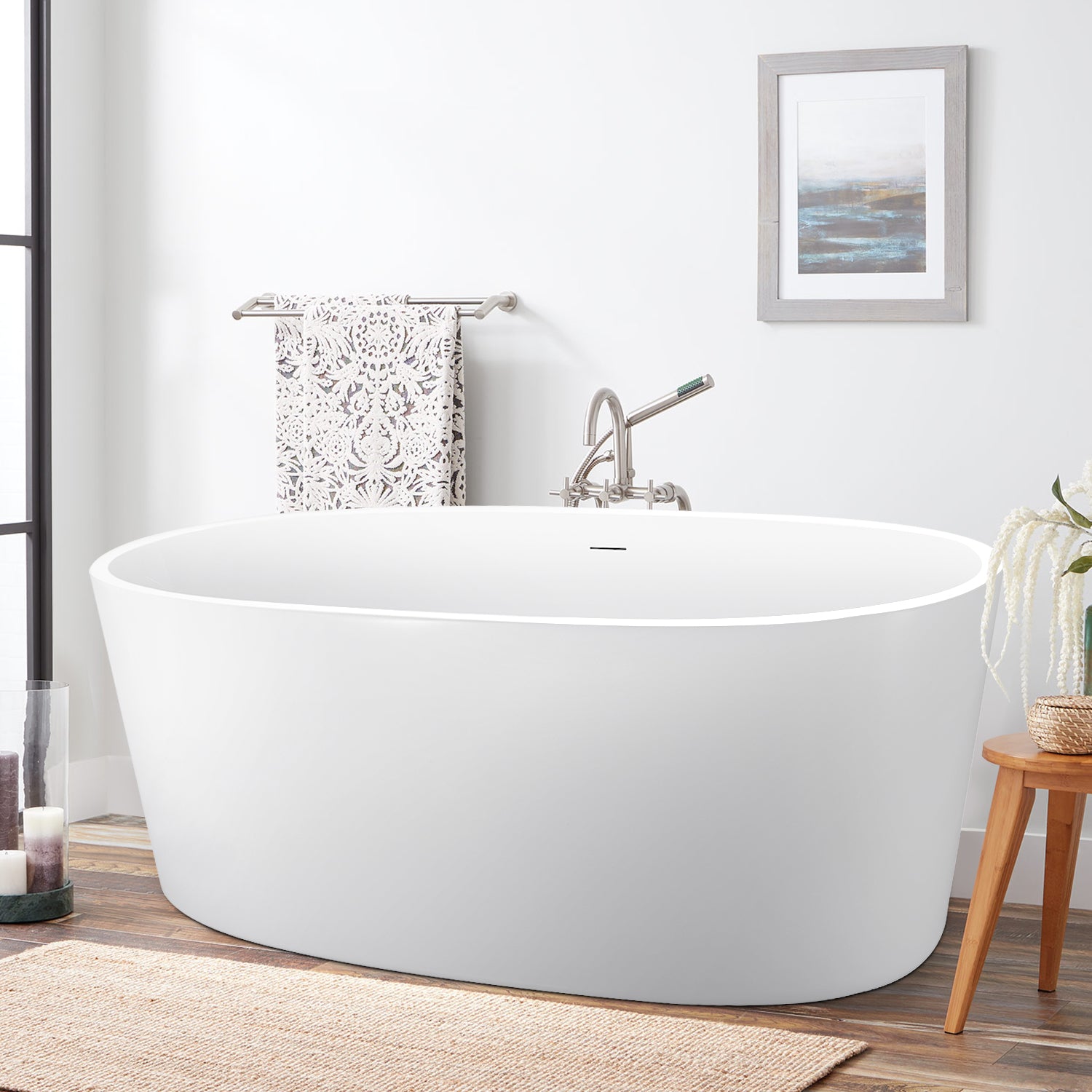 59" 100% Acrylic Freestanding Bathtub Contemporary white-acrylic