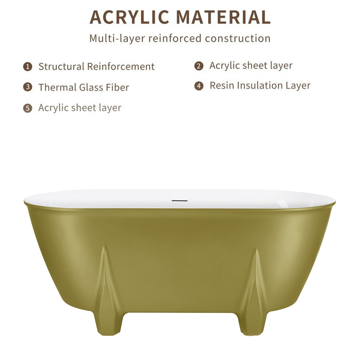 59" 100% Acrylic Freestanding Bathtub