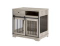 Sliding Door Dog Crate With Drawers. Grey,35.43'' W X 23.62'' D X 33.46'' H Grey Particle Board