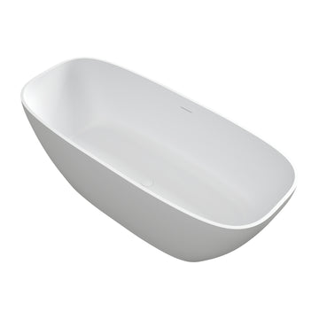 1700Mm Solid Surface Bathtub For Bathroom White Oval Bathroom Freestanding Tubs Matte 61 69 In Modern Soaking Center Solid Surface Solid Surface