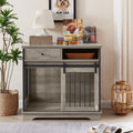 Sliding Door Dog Crate With Drawers. Grey,35.43'' W X 23.62'' D X 33.46'' H Grey Particle Board