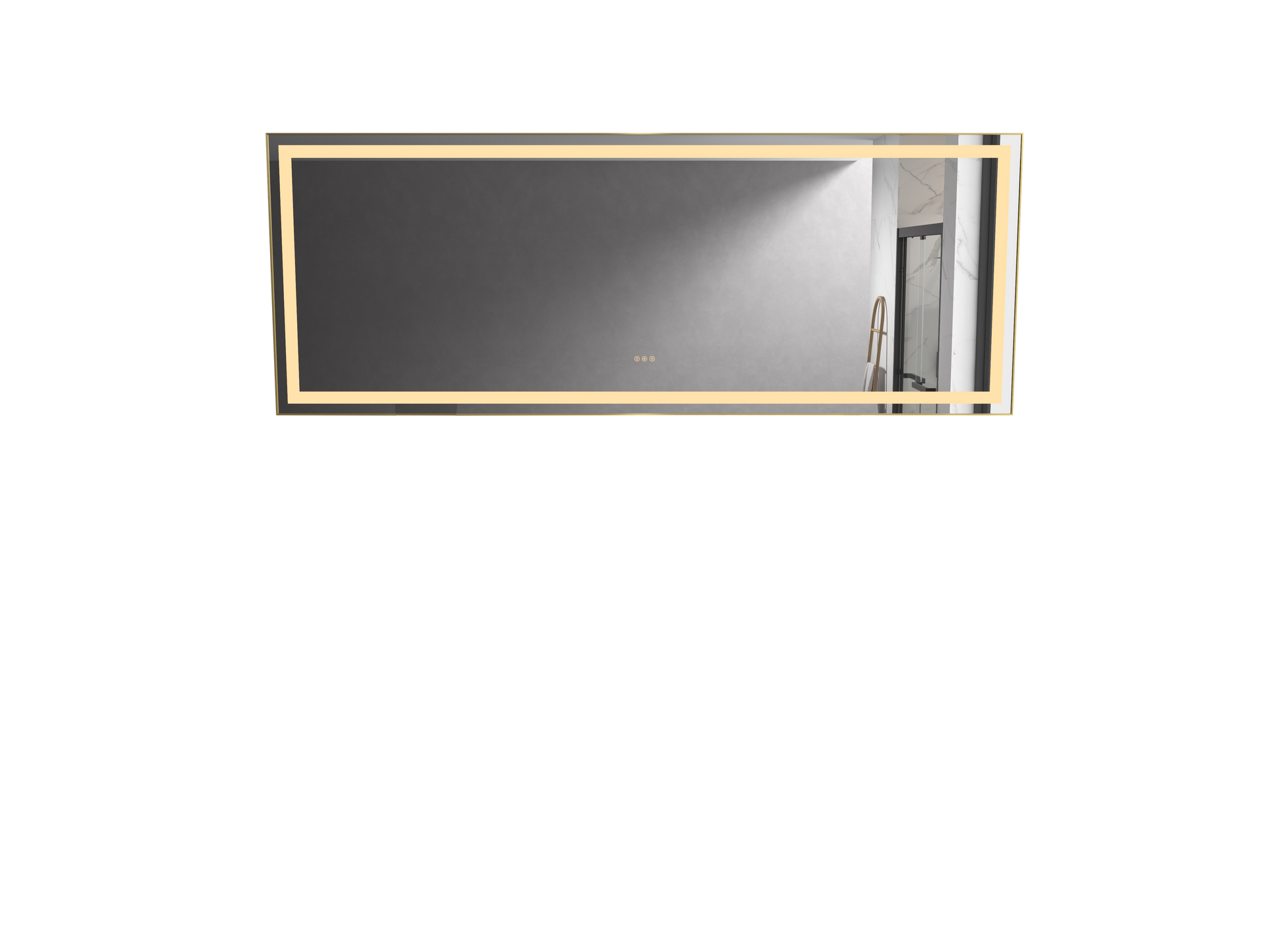 96In. W X36 In. H Frameless Led Single Bathroom Vanity Mirror In Polished Crystal Bathroom Vanity Led Mirror With 3 Color Lights Mirror For Bathroom Wall Gold Aluminium