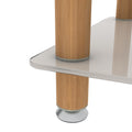 2 Piece White Oak Side Table2 Tier Space End Table ,Modern Night Stand, Sofa Table, Side Table With Storage Shelve White Glass