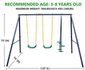 Metal Swing Set Outdoor With Glider For Kids, Toddlers, Children Blue Polyethylene